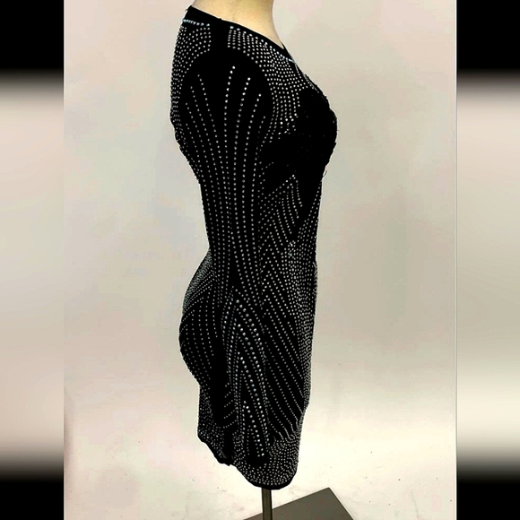 New Banjul Black and Silver Long Sleeve Bodycon DressBan High Quality! - Picture 4 of 6